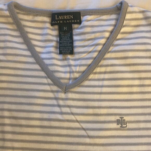 Lauren Ralph Lauren Cotton V Neck/sleeveless Stripped Women’s T Shirt.Size M. - Picture 3 of 5